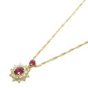 【中古】ジュエリー ルビー ダイヤモンドネックレス レディース K18イエローゴールド x ルビー0.71ct x ダイヤモンド0.35ct