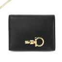《1300円OFFクーポン対象!11/2(月)0:59まで》フェラガモ Ferragamo 二つ折り財布 レディース レザー コンパクトウォレット ブラック 22 E032 0734429