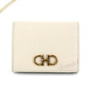 フェラガモ Ferragamo 二つ折り財布 レディース ダブル・ガンチーニ レザー ホワイト 22 D780 0733550