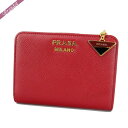 《1300円OFFクーポン対象!11/2(月)0:59まで》プラダ PRADA レディース 二つ折財布 レザー L字ファスナー 三角ロゴプレートチャーム レッド 1ML018 2CGD F068Z | ブランド