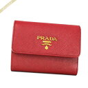 《1200円OFFクーポン対象!10/21(水)23:59まで》プラダ PRADA レディース 三つ折り財布 レザー ミニ財布 レッド 1MH025 QWA F068Z | ブランド