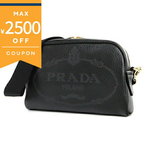 《最大2500円クーポン 12/4 23:59迄》プラダ ショルダーバッグ PRADA レディース ロゴ レザー ミニバッグ ブラック 1BH187OLO 2DKV F0002 |