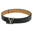 ルイ・ヴィトン Louis Vuitton サンチュール LV イニシアル 紳士 ビジネス ベルト レザー ノワール(ブラック) メンズ 【中古】