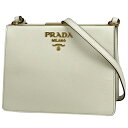 プラダ PRADA ロゴ ショルダーバッグ 肩掛け ショルダーバッグ サフィアーノレザー ホワイト 1BK046 レディース 【中古】