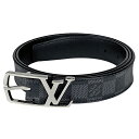 ルイ・ヴィトン Louis Vuitton サンチュール ネオグラム 紳士 ビジネス ロゴ ベルト ダミエグラフィット ブラック メンズ 【中古】