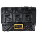 【ラッピング対象】フェンディ FENDI ロゴ 二つ折り 財布 札入れ 小銭入れ エンボス 二つ折り財布 レザー ブラック 8M0419 レディース 【中古】