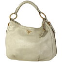 プラダ PRADA ロゴ ショルダーバッグ 肩掛け ハンドバッグ ショルダーバッグ レザー ホワイト BR4239 レディース 【中古】