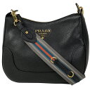 プラダ PRADA ロゴ ショルダーバッグ ヴィッテロ 肩掛け ショルダーバッグ レザー ネロ(ブラック) 1BC052 レディース 【中古】