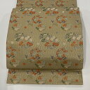 袋帯 美品 秀品 花丸文 幾何学 箔 茶緑色 六通 正絹 【中古】