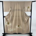 付下げ 美品 名品 草花 霞 金彩 薄ピンク 袷 身丈157.5cm 裄丈64.5cm M 正絹 【中古】