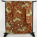 振袖 美品 名品 草花 宝尽くし 金糸 金彩 オレンジ 袷 身丈160cm 裄丈63.5cm S 正絹 【中古】