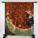 振袖 秀品 蝶 鳥 金糸 金彩 赤 袷 身丈160cm 裄丈66cm M 正絹 【中古】
