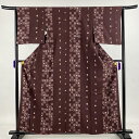 【店内最大70%OFF!1/24 20_00-1/28 1_59迄】 50%OFF 小紋 美品 秀品 市松 人物 赤紫 袷 身丈160.5cm 裄丈63cm S 正絹 【中古】 msp50perk