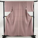 色無地 美品 優品 一つ紋 地紋 薄紫 袷 身丈158cm 裄丈63cm S 正絹 【中古】