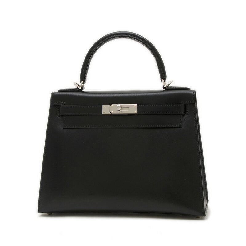 【未使用品】エルメス ケリー28 外縫い ボックスカーフ ブラック シルバー金具 K刻印【中古】 BP 【送料無料】