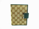 GUCCI グッチ GGキャンバス 手帳カバー システム手帳 メンズ レディース ブラウン×グリーン 【中古】