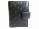 【美品】 グッチ GUCCI シマ GG レザー 手帳カバー システム手帳 メンズ レディース 黒 【中古】