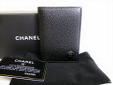 【未使用保管品】 シャネル CHANEL CCロゴ ココマーク キャビアスキン カードケース 名刺入れ パスケース スイカ パスモ 黒 【中古】