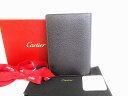 【未使用保管品】 カルティエ Cartier カーフレザー パスポートカバー IDケース メンズ レディース ブラック×ブラウン 【中古】