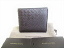 【希少】 【未使用保管品】 ボッテガヴェネタ BOTTEGA VENETA イントレチャート チェルボ ディアスキン 2つ折り 財布 コンパクト 財布 メンズ レディース 茶 【中古】
