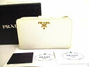 【未使用保管品】 プラダ PRADA サフィアーノメタル レザー 2つ折り 財布 コンパクト財布 コンパクトウォレット TALCO(チョークホワイト) 【中古】
