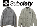 Subciety サブサエティ 長袖シャツ ボタンシャツ ワークシャツ エンブレムシャツ EMBLEM SHIRT L/S-STRIPE- 103-22189 105-20043 ストリートファッション L XL