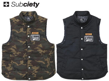 【SUBCIETY サブサエティ】 ベスト 中綿ダウンベスト ワークベスト EMBLEM VEST SBF7153 トップス 上着 秋物 冬物 アウター オーリー サムライ SAMURAI OLLIE ストリート スト系 送料無料