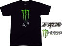 【Monster Energy モンスター エナジー】【FOX RACING フォックス レーシング】コラボTシャツ MONSTER ZEBRA SS TEE 半袖 スケボー BMX バイク 自転車 スノボープロサーキット カワサキ キツネ きつね