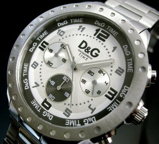 D&G/ドルチェ&ガッバーナ【ドルガバ】NAVAJO メンズ腕時計　クロノグラフ　ホワイト文字盤　メタルバンド DW0191