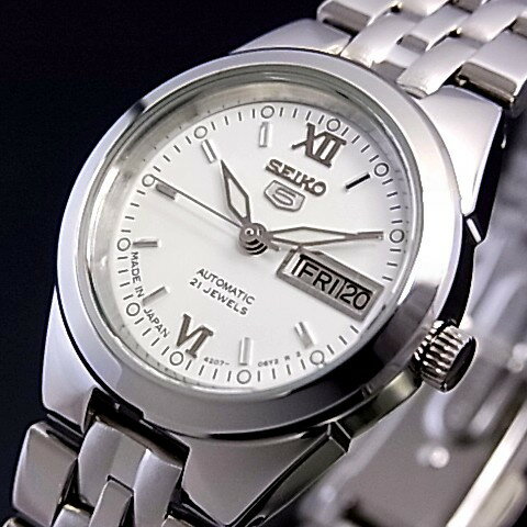 SEIKO/セイコー 自動巻 レディース腕時計【SEIKO5/セイコー5】メタルベルト　ホワイト文字盤 JAPAN MADE セイコーファイブ　SYMG71J1