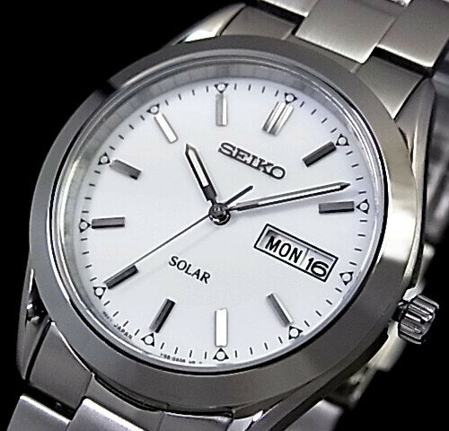 SEIKO/セイコー【ソーラー時計】メンズ腕時計 メタルベルト ホワイト文字盤 SNE037P1 海外モデル