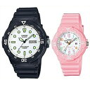 CASIO/Standard【カシオ/スタンダード】アナログクォーツ ペアウォッチ 腕時計 ラバーベルト ブラック/ピンク 海外モデル【並行輸入品】MRW-200H-7E/LRW-200H-4B2