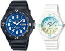 CASIO/Standard【カシオ/スタンダード】アナログクォーツ ペアウォッチ 腕時計 ラバーベルト ブラック/ホワイト 海外モデル【並行輸入品】MRW-200H-2B2/LRW-200H-2E2