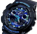 CASIO/G-SHOCK【カシオ/Gショック】アナデジ メンズ腕時計 ブルーカモフラージュ/ブラック 海外モデル【並行輸入品】 GA-100CB-1A