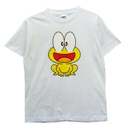 送料無料（メール便）代引き決済不可 再入荷【KRN2320M3】メンズtシャツ ど根性ガエル ぴょん吉 半袖 プリント <strong>Tシャツ</strong> メンズtシャツ キャラクター 漫画 コミックス <strong>アニメ</strong> パチンコ 映画 クルー ネック メンズ レディース 兼用 インナー ホワイト S M L LL サイズ