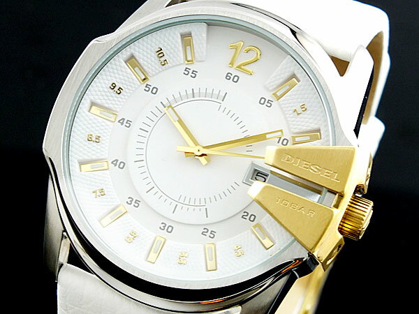 ディーゼル DIESEL パックマン PACKMAN 腕時計 DZ1476 メンズ Mens ホワイト×ゴールド 革ベルト ウォッチ 時計 うでどけい