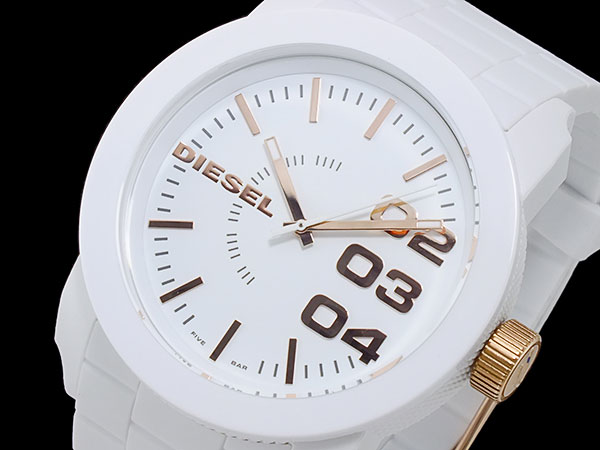 ディーゼル DIESEL クオーツ メンズ 腕時計 DZ1572 メンズ Mens ウォッチ 時計 うでどけい ラバーベルト ホワイト×ピンクゴールド