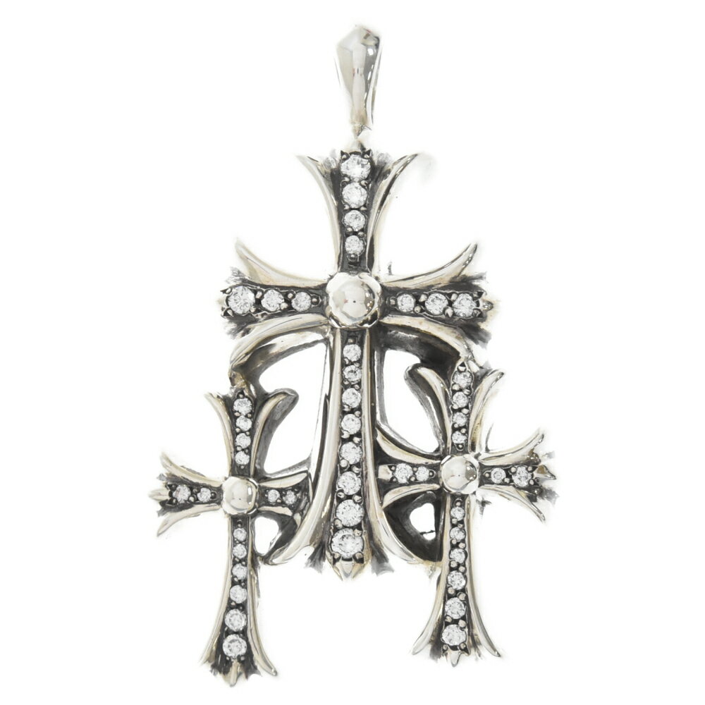 CHROME HEARTS(クロムハーツ) TRIPLE CROSS P DIA トリプルクロスパヴェダイヤ シルバー ネックレストップ【中古】【程度A】【カラーシルバー】【取扱店舗BRING福岡天神店】
