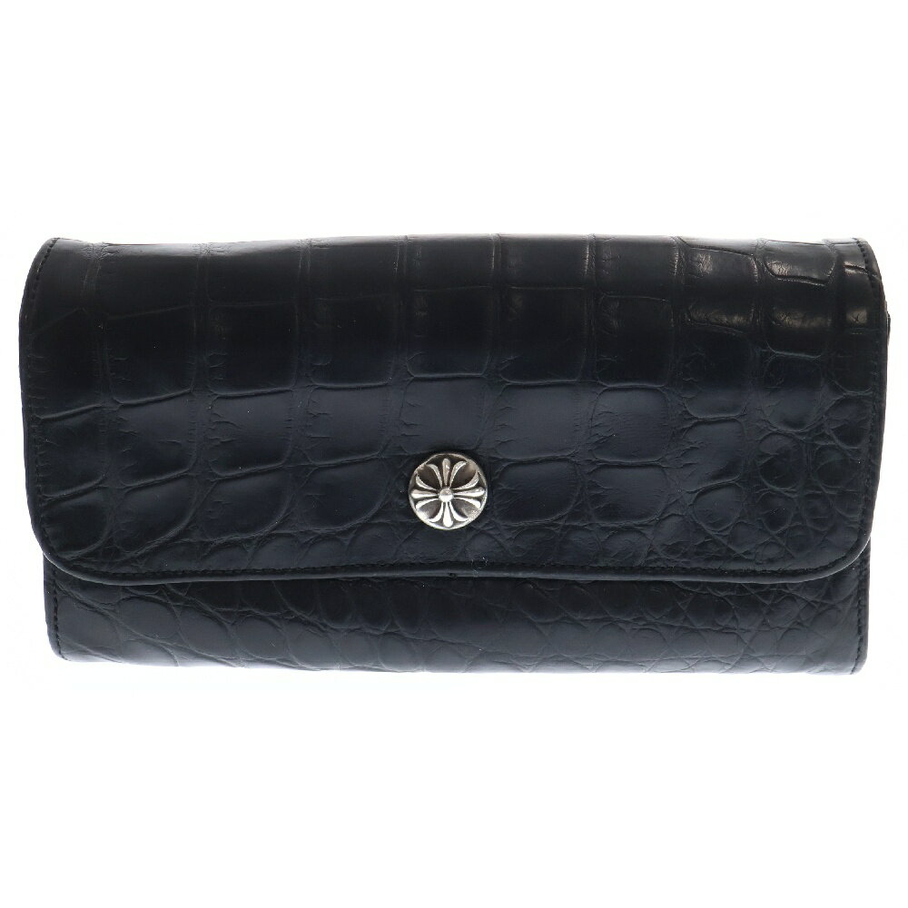 CHROME HEARTS(クロムハーツ) JUDY ALLIGATOR ジュディアリゲーター クロスボタンアリゲーターレザーウォレット財布 ブラック【中古】【程度B】【カラーブラック】【取扱店舗渋谷】