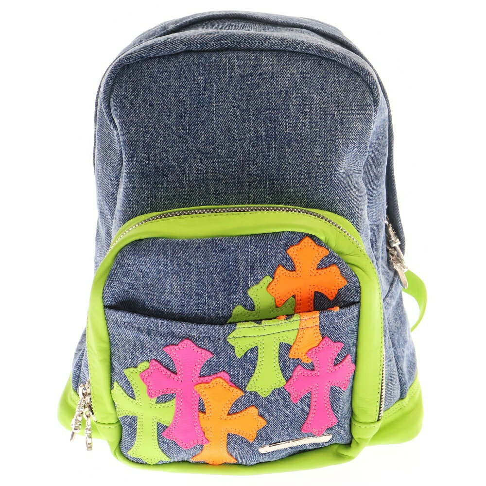 CHROME HEARTS(クロムハーツ) 7TH GRADE MINI DENIM MULTI マルチカラーセメタリークロスパッチ付きデニムミニバックパック リュック インディゴブルー/マルチ【新古品/中古】【程度S】【カラーブルー】【取扱店舗OneStyle原宿店】