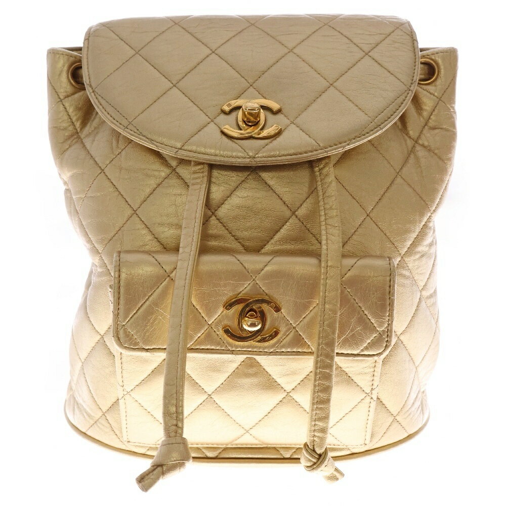 CHANEL(シャネル) デイパック マトラッセバックパック ゴールド レディース【中古】【程度B】【カラーゴールド】【取扱店舗新宿】