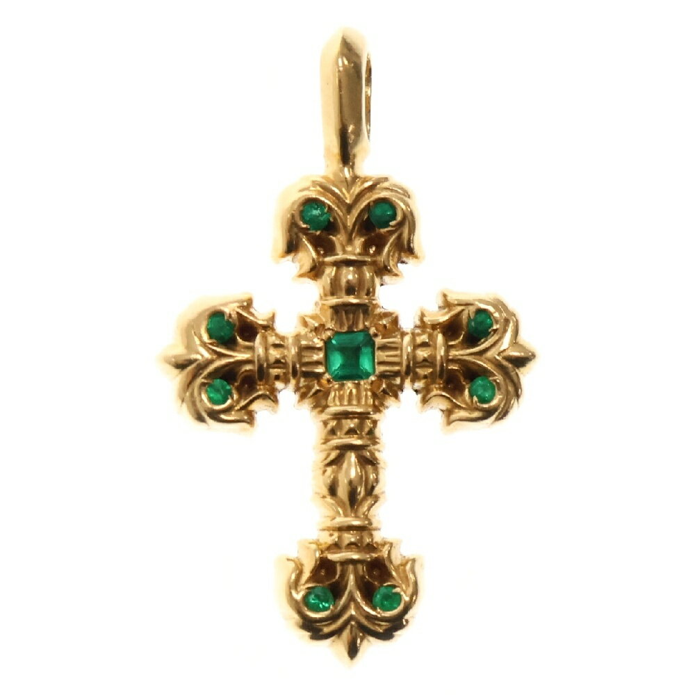 CHROME HEARTS(クロムハーツ) 22K FILIGREE TINY P/EMRLD タイニーフィリグリークロス PAVEエメラルド ペンダントトップ ゴールド【中古】【程度B】【カラーゴールド】【取扱店舗BRING京都河原町店】
