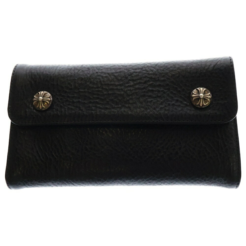 CHROME HEARTS(クロムハーツ) WAVE ウェーブ レザーウォレット 財布 ブラック BCA374【中古】【程度A】【カラーブラック】【取扱店舗OneStyleプロペラ通り店】
