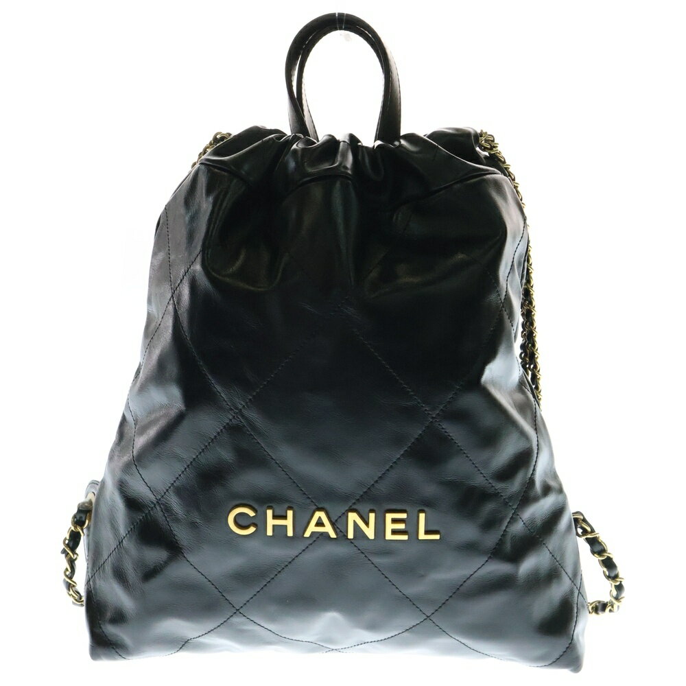 CHANEL(シャネル) サイズ:- シャネル22 リュック バックパック ブラック レザー ゴールド金具 AS3313【新古品/中古】【程度S】【カラーブラック】【取扱店舗BRING京都河原町店】