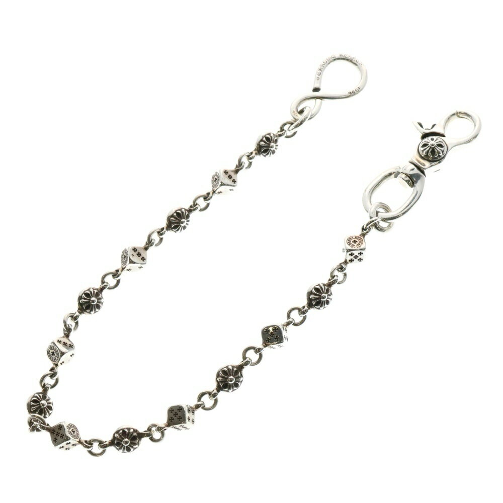 CHROME HEARTS(クロムハーツ) サイズ:ショート DICE 1CRS BALL-SHORT1 ショート2クリップダイスクロスボール シルバーウォレットチェーン【中古】【程度B】【カラーシルバー】【取扱店舗OneStyle新宿店】