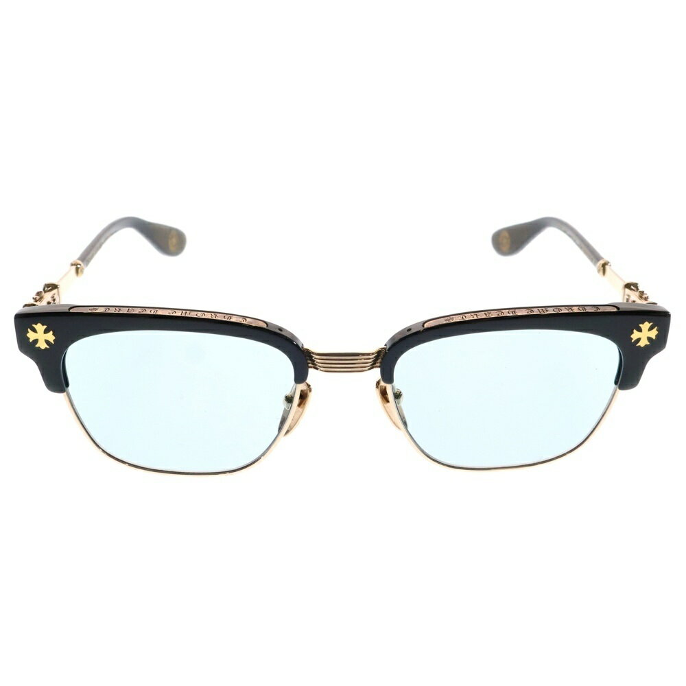 CHROME HEARTS(クロムハーツ) サイズ:53□19-150 BONENNOISSEUR II テンプルCHクロスハーフリム眼鏡【中古】【程度B】【カラーゴールド】【取扱店舗OneStyleプロペラ通り店】