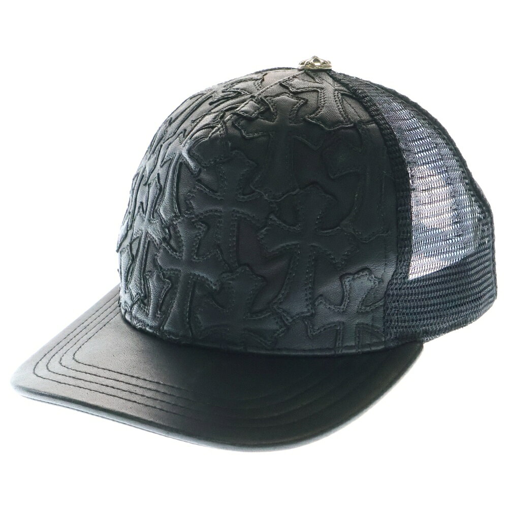 CHROME HEARTS(クロムハーツ) サイズ:OS フルセメタリークロス レザートラッカーキャップ 帽子 ブラック【中古】【程度B】【カラーブラック】【取扱店舗BRING梅田茶屋町店】