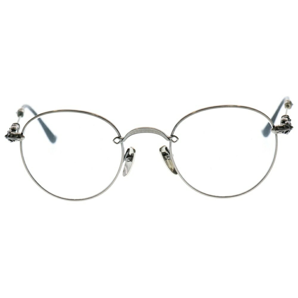 CHROME HEARTS(クロムハーツ) サイズ:49□22-145 BUBBA-A クロステンプル メタルフレーム ラウンド眼鏡【中古】【程度A】【カラーシルバー】【取扱店舗OneStyle名古屋パルコ店】