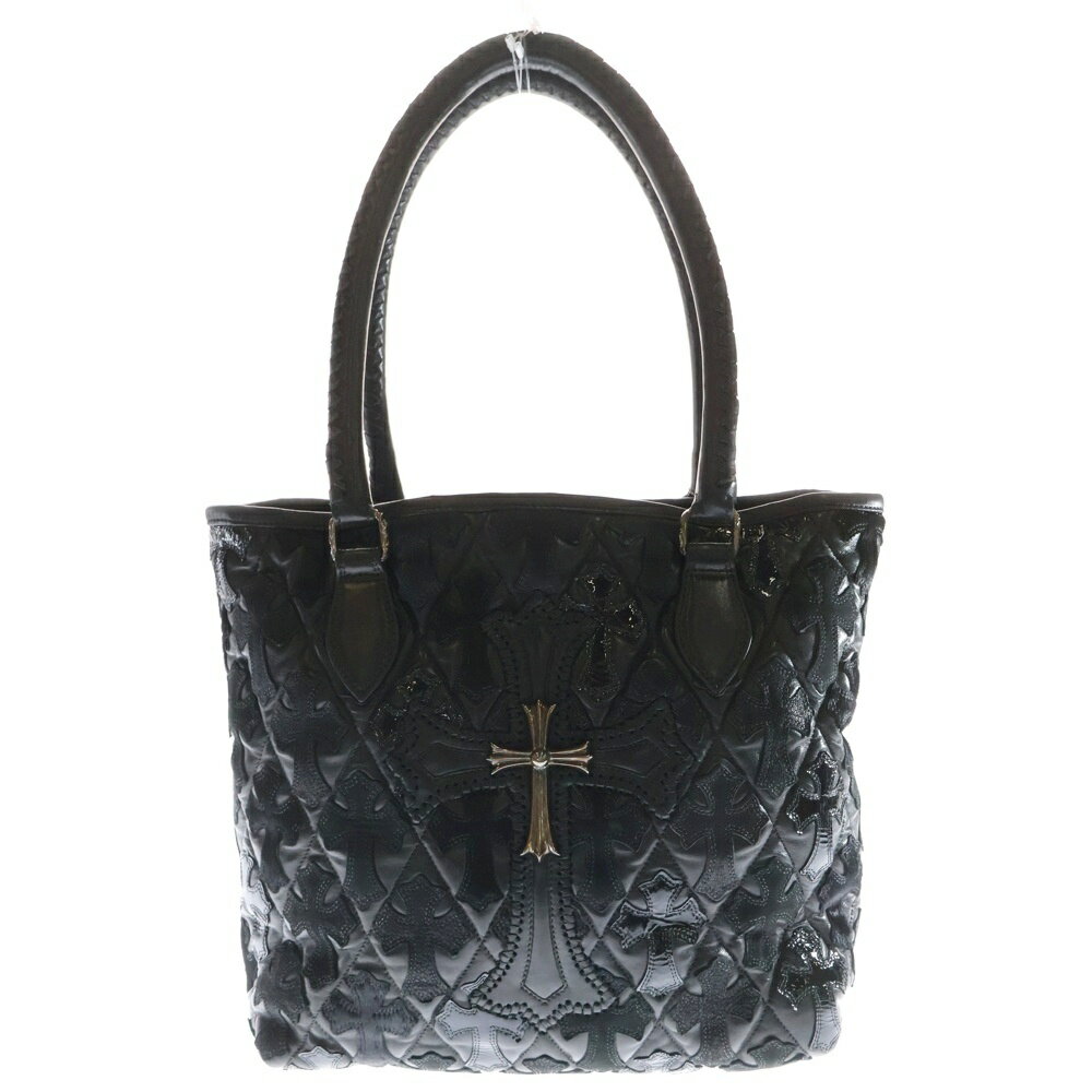 CHROME HEARTS(クロムハーツ) ラージクロスセメタリークロスパッチ付きレザートートバッグ ブラック【中古】【程度A】【カラーブラック】【取扱店舗OneStyle新宿店】
