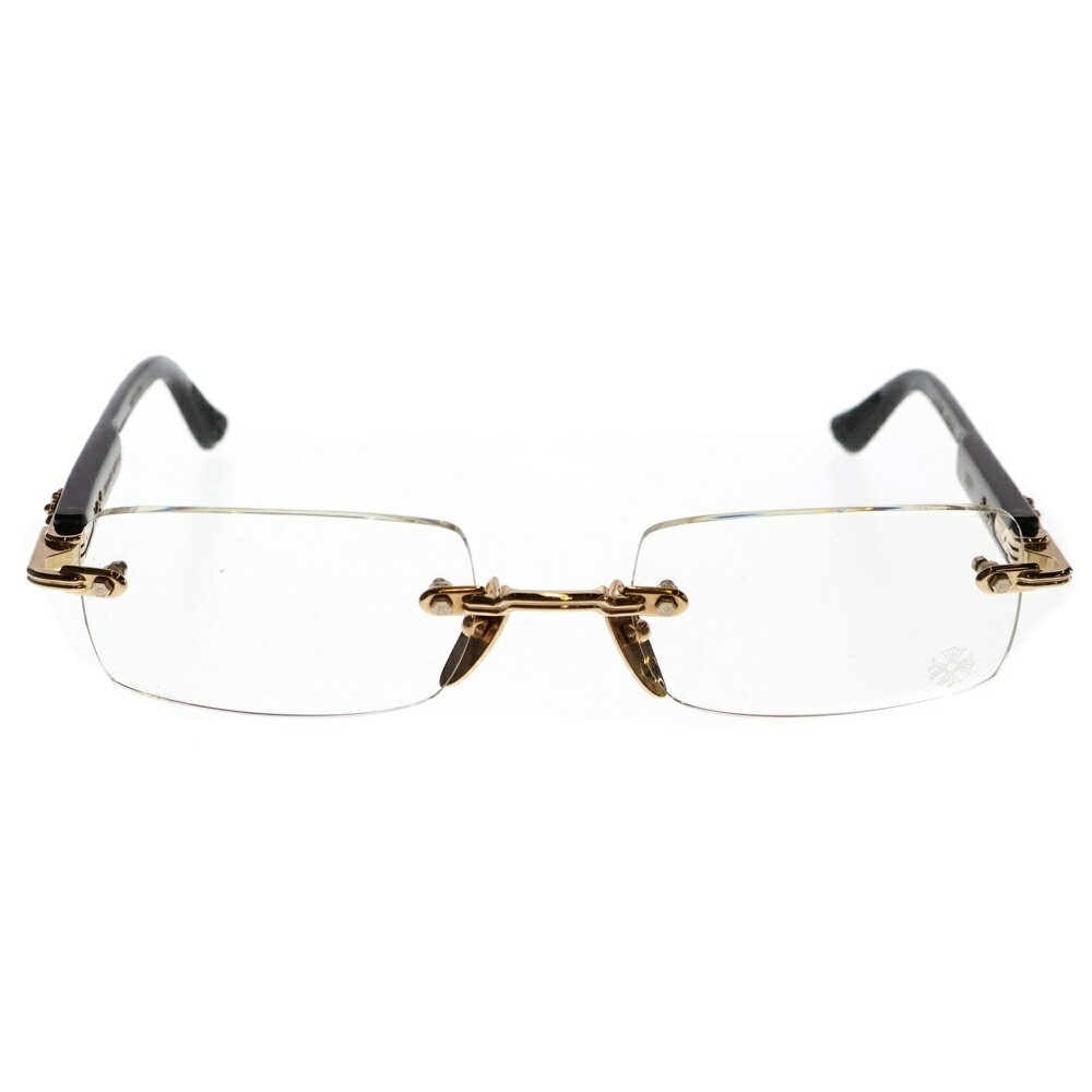 CHROME HEARTS(クロムハーツ) DEEP 1 サイドフローラル フレームレスクリアサングラス 眼鏡 アイウェア ゴールド/ブラック【中古】【程度B】【カラーブラック】【取扱店舗BRING心斎橋店】